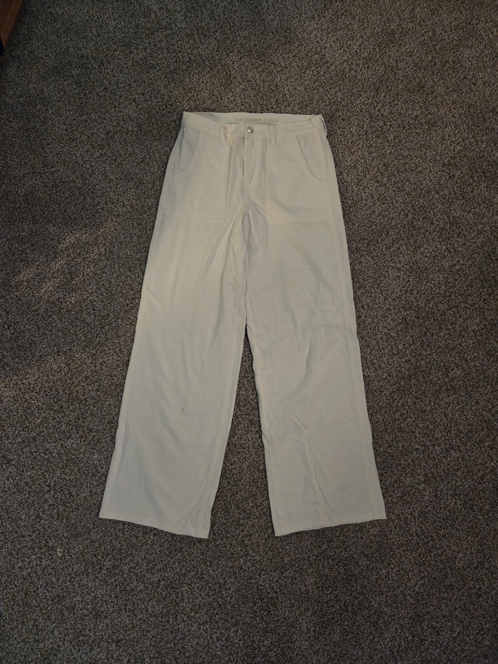 American Eagle Outfitters White High Rise Baggy Wide-Leg Jeans